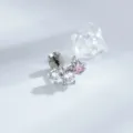 Elegante titanium sterrenschot oorknopje met glanzende roze en heldere kristallen - Ster Meteoor Stijl (Buitendraad) / Enkel Stuk (Titaniumlegering Staaf) / Roze