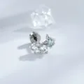 Elegante zilveren titanium piercing knopje met stervormige blauwe zirkoon en heldere kristallen - Ster Meteoor Stijl (Buitendraad) / Enkel Stuk (Titaniumlegering Staaf) / Lichtzeeblauw