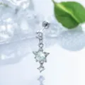 Lindengrüner Stern-Piercing-Ohrring mit Titanstab im sommerlichen Waldstil-Design - Knorpelstecker (A1397-1#) / Außengewinde Titanstab (Einzelstück) / Minzgrüner Stern