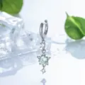 Eleganter silberner Creolen-Ohrring mit limettengrünem Sternanhänger und Titanstift - Gerade Nadel Ohrmanschette (A1397-2#) / Einzelstück / Minzgrüner Stern