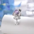 Titanlegierung Knorpelstecker mit lila Stein und klarem Schleifentropfen - Einzeln A1273-3# / Orchideen-Lila