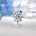Hellblauer Schleifen-Tropfen-Piercingstecker aus Titan für das Ohrknorpel-Gewebe - Einzeln A1273-4# / Hellseeblau