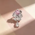 Eleganter Titan-Ohrstecker mit einem rosa Edelstein und klarem Tropfenanhänger. - Einzeln A1273-2# (V2)