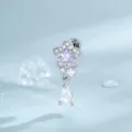 Sternförmiger Titan-Knorpel-Piercing-Ohrring mit lila Edelstein und Wassertropfen-Anhänger - Blau Violett (Extern Gewindeter Titanstab Einzelstück)