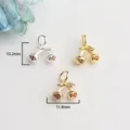 Λεπτομερής προβολή των μενταγιόν κερασιού με ζιργκόν και ακριβείς μετρήσεις μεγέθους - Χρυσό 14Κ / Στυλ Κεράσι (No.11)