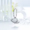 Elegant silver seamless hoop earring with a sparkling crystal planet star orbit charm - White (A1341-1#) / 8mm Inner Diameter