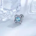 Elegant square blue zircon sugar cube cartilage piercing stud in durable titanium alloy - A1319-3# Light Sea Blue (External Thread Titanium Post Single Piece)