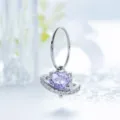 Lavender purple heart planet hoop earring in silver with sparkly cubic zirconia - Blue Purple (A1341-3#) / 8mm Inner Diameter