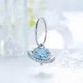 Silver heart planet piercing ring with blue crystal and 0.8mm wire gauge - Light Sea Blue (A1341-4#) / 8mm Inner Diameter