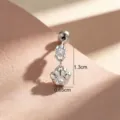 Piercing de cartílago de oreja de pata de gato en titanio plateado, 1,3 cm largo - Poste de Acero Inoxidable Garra de Gato Blanca / Rosca Externa Pieza Única