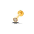 G23 titanium gold plated labret stud with 3mm round clear zircon cartilage piercing - Push-in Pin Flat Back Stud (T2501) / 3mm Drill Diameter / Silver