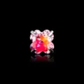 Süßer Kleeblatt-Ohrstecker mit rosa-orangefarbenem Zirkonia-Verlauf aus Titanlegierung - Edelstahl Schraube Kleeblatt Stil (A1192-3) / Gelb Rosenrot