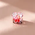 Eleganter Ohrstecker mit rosa Farbverlauf-Zirkonia-Kleeblatt aus Titanlegierung - Titanlegierung Schraube Kleeblatt Stil (A1192-1)