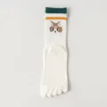 Calcetines de yoga de cinco dedos de algodón antideslizantes con silicona y gato. - Talla Única 34-40 / Gato Blanco