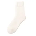 Dikke warme wintermiddelhoge sokken voor dames, effen kleur zachte thermische kous - T95 (Eén maat 36-40) / Wit