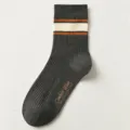 Chaussettes homme hiver coton côtelé rayé confortables vêtements décontractés. - Q13-Y (Taille unique 39-45) / Gris foncé
