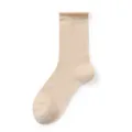 Women's breathable thin mid-tube socks with mesh pattern and rolled cuff for daily wear. - K49 (One Size 34-40) / Khaki