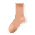 Pfirsichrosa ultra-dünne Damen Netz-Mittelsocken, atmungsaktive Socken mit Rollbund. - K49 (Einheitsgröße 34-40) / Orange