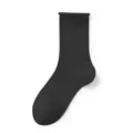 Schwarze Damen-Mittelsocken aus atmungsaktivem Mesh mit modischem Rollbund für den Sommer. - K49 (Einheitsgröße 34-40) / Schwarz