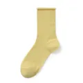 Damen gelbe mittelhohe Socken mit Rollbund und Netzmuster, atmungsaktive Fruehling Sommersocken. - K49 (Einheitsgröße 34-40) / Gelb