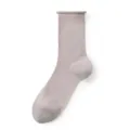 Grey mesh mid-tube socks for women, breathable summer thin roll top design, comfortable wear. - K49 (One Size 34-40) / Light Purple