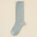 Women bamboo fiber socks spring summer loose cuff ruffles breathable lightweight casual sock. - Light Blue