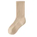 Damen dicke thermische Wolle Winter Wadenrippsocken, gemütliche feste Khaki Alltagskleidung. - T74 Einheitsgröße (34-40) / Hautfarben