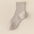 Women breathable mesh mid-calf cotton socks for spring and summer daily wear non-slip fit. - C28 (One Size 34-40) / Beige Grey