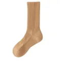 Women thick thermal wool socks winter warm ribbed crew socks comfortable solid color casual daily wear - T74 One Size (34-40) / Light Orange
