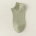 Women short mesh ankle socks sage green casual low cut breathable summer socks footwear accessory - One Size 34-40 / Bud Green