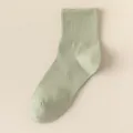 Green mesh mid-tube cotton women socks, breathable and comfortable everyday casual wear. - C28 (One Size 34-40) / Sprout Green