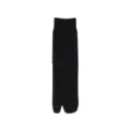 Schwarze Tabi Socken für Damen, bequeme Baumwolle gerippte Mittelsocken, einfarbig. - Crew-Socken / Schwarz
