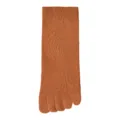 Comfortable solid brown five toe mid calf cotton socks for women, breathable daily wear. - JL98 (One Size 34-40) / JL98-Y-0 Caramel