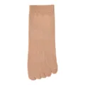 Women's Nude Five-Toe Mid-Calf Socks Solid Color Seamless Combed Cotton Casual Hosiery - JL98 (One Size 34-40) / JL98-Y-0 Coffee