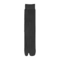 Dark grey ribbed cotton split-toe crew socks for women, comfortable daily tabi socks. - Slouch Socks / Dark Gray