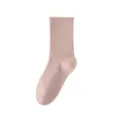 Rosa gerippte Wadensocken fuer Damen, weiche Baumwolle Freizeitsocken fuer Fruehling Alltag. - Rosa