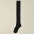 Black over-the-knee knit socks for women, solid color high thigh warm long stockings. - J66 One Size (34-40) / Black