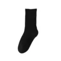 Klassische schwarze Rippstrick-Mittelsocken für Damen aus Baumwolle, bequem und vielseitig. - Schwarz