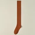 Caramel brown over-the-knee long cotton socks, ribbed knit, thigh high hosiery. - J66 One Size (34-40) / Caramel color