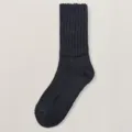 Einfarbige Wollmischung Herren warme Winter Strick thermische Rippenbündchen Mode Socken - H120 (Einheitsgröße 39-46) / Schwarz