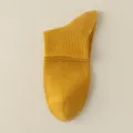 Herren Einfarbig Mittellange Baumwollsocken mit atmungsaktivem Mesh Sommerkleidung. - M95 (Einheitsgröße 39-46) / M95-Y-0 Ingwergelb