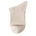 Solid color ribbed crew socks for women, soft cotton casual daily wear beige sock style - C28 (One Size 34-40) / Beige