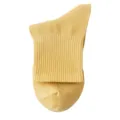 Solid yellow mid-calf socks for women, breathable cotton knit ribbed daily casual wear. - C28 (One Size 34-40) / Milky Yellow