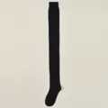 Calcetines altos negros por encima de la rodilla de algodón puro cómodo, estilo básico versátil. - 21633 (Talla única 34-40) / Negro