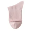 Solid color taro purple mid-tube socks, soft cotton ribbed knit daily casual wear variant. - C28 (One Size 34-40) / Light Pink