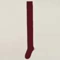 Calcetines largos burdeos por encima de la rodilla talla grande de algodón para mujer. - 21633 (Talla única 34-40) / Burdeos