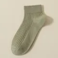 Women light green ribbed cotton ankle socks, fresh summer casual short tube casual hosiery. - R86 (One Size 34-40) / Army Green