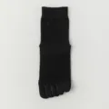 Comfortable cotton black five-toe crew socks, breathable and anti-odor athletic wear. - One Size(39-46) / Black