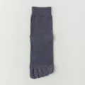 Dark gray five-toe mesh mid-calf socks breathable cotton separate toe sports athletic sock - One Size(39-46) / Blue Gray
