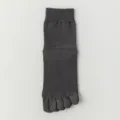 Charcoal grey breathable cotton five-toe mid-calf sports socks with mesh design - One Size(39-46) / Dark Gray